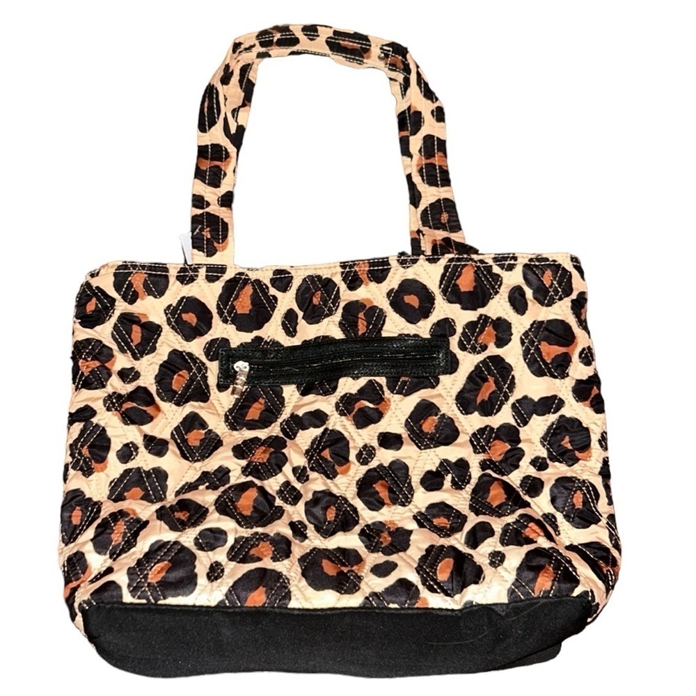 Leopard Print Quilted Tote Bag - Brown/Black - Picture 4 of 12